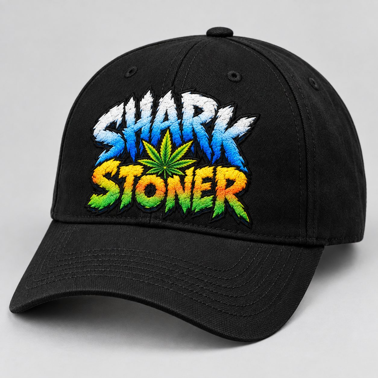 Black cap with the colourful Shark Stoner logo